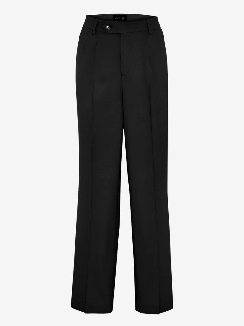 Italian Virgin Wool Relaxed Trousers - Black