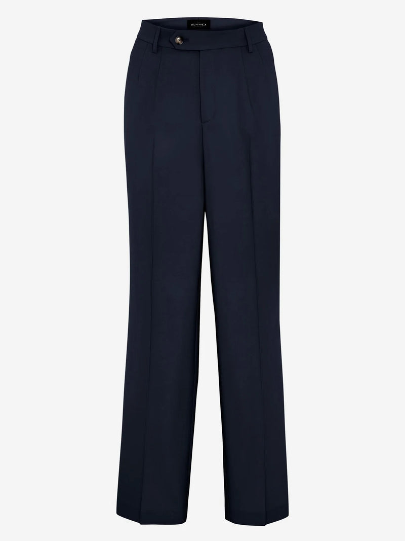 Italian Virgin Wool Relaxed Trousers - Dark Navy