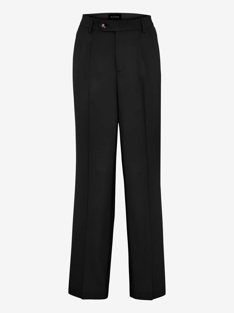 Italian Virgin Wool Relaxed Trousers - Black