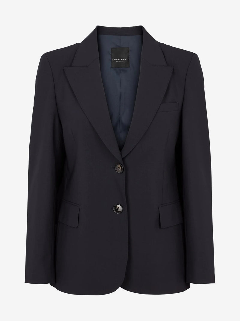 Virgin Wool Peak Blazer - Dark Navy