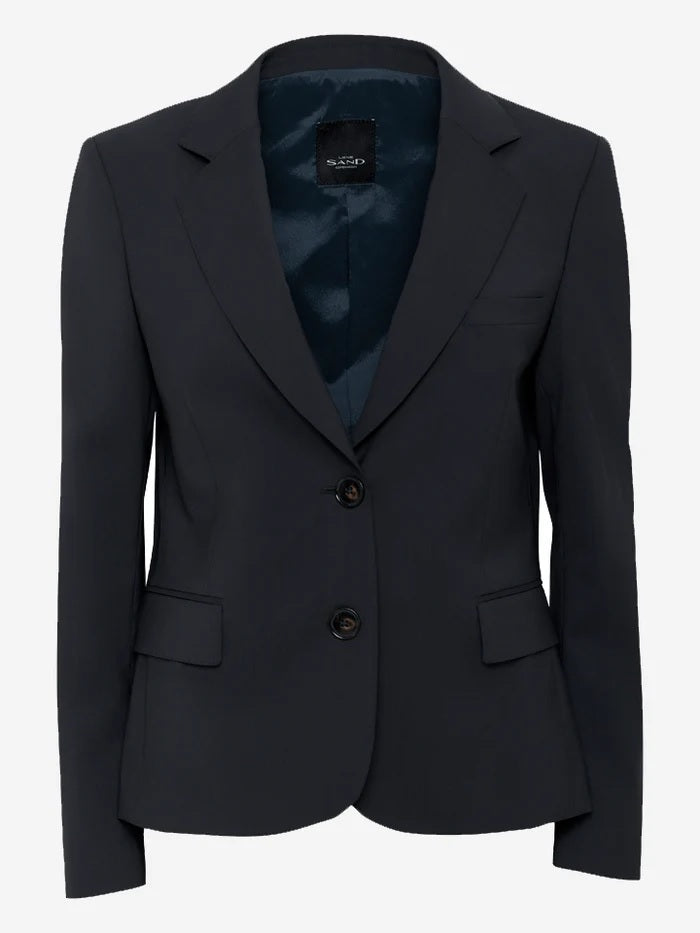 Tailored Virgin Wool Blazer - Dark Navy