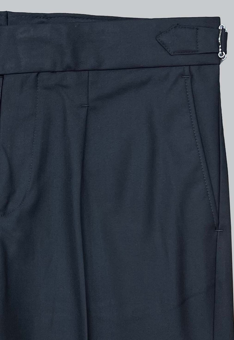 Pleated Trousers with Cuffs - Black