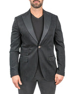 Flocked Small Houndstooth Blazer - Black