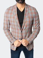 Unconstructed Stretch Blazer - Orange Plaid