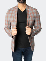 Unconstructed Stretch Blazer - Orange Plaid