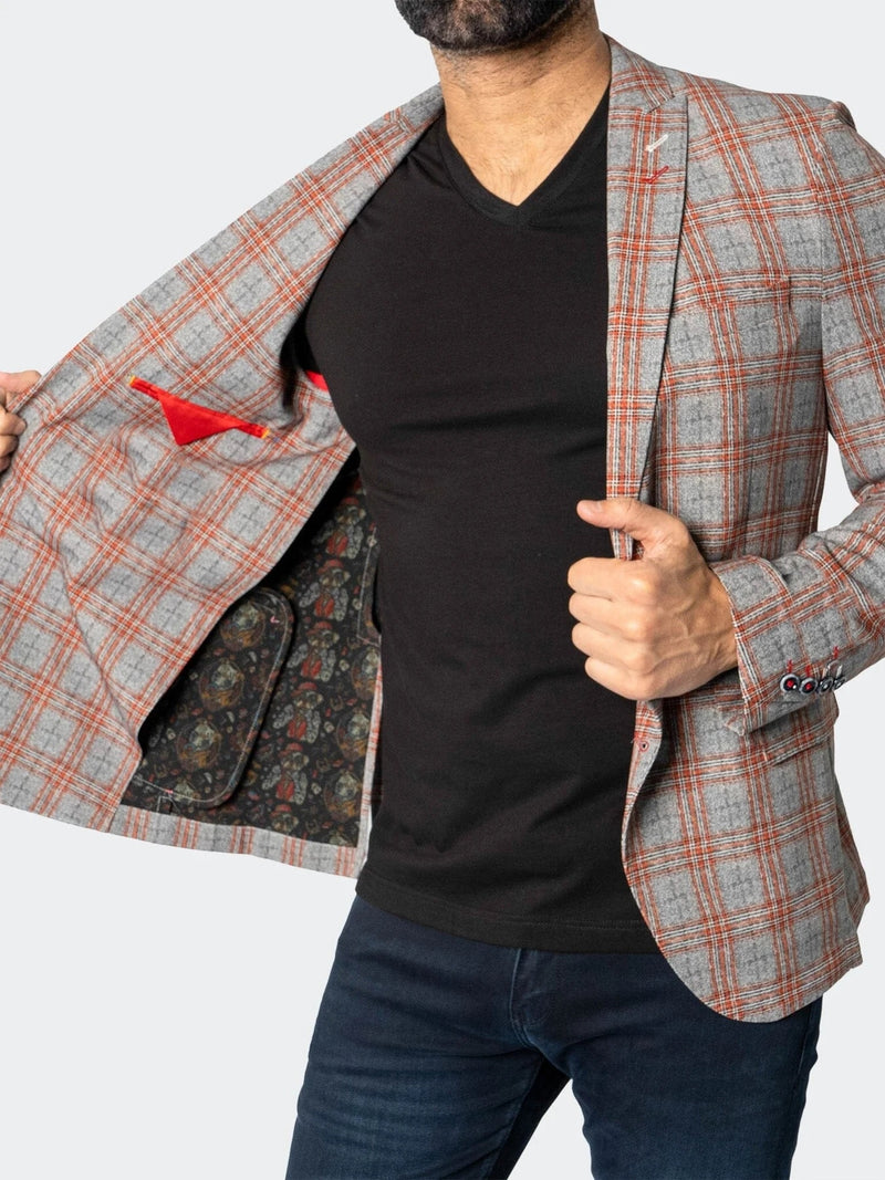 Unconstructed Stretch Blazer - Orange Plaid