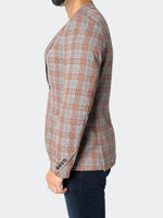 Unconstructed Stretch Blazer - Orange Plaid