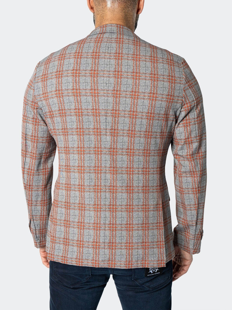 Unconstructed Stretch Blazer - Orange Plaid