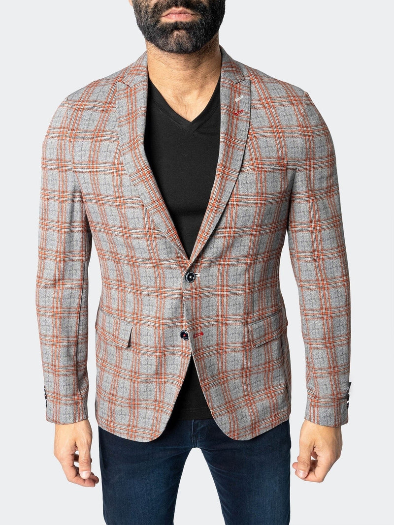 Unconstructed Stretch Blazer - Orange Plaid