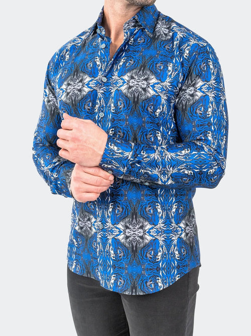 Hidden Tiger Long Sleeve Shirt - Blue