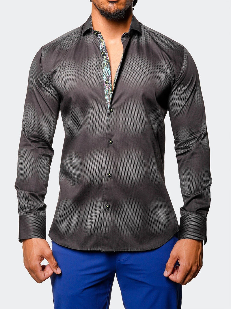 Gradient Print Long Sleeve Shirt - Black