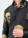 Gold Skull Long Sleeve Shirt - Black