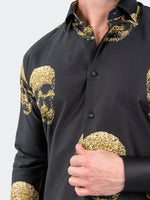 Gold Skull Long Sleeve Shirt - Black