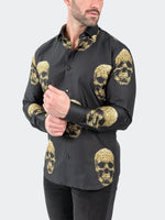 Gold Skull Long Sleeve Shirt - Black