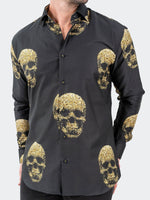 Gold Skull Long Sleeve Shirt - Black