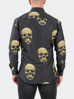 Gold Skull Long Sleeve Shirt - Black