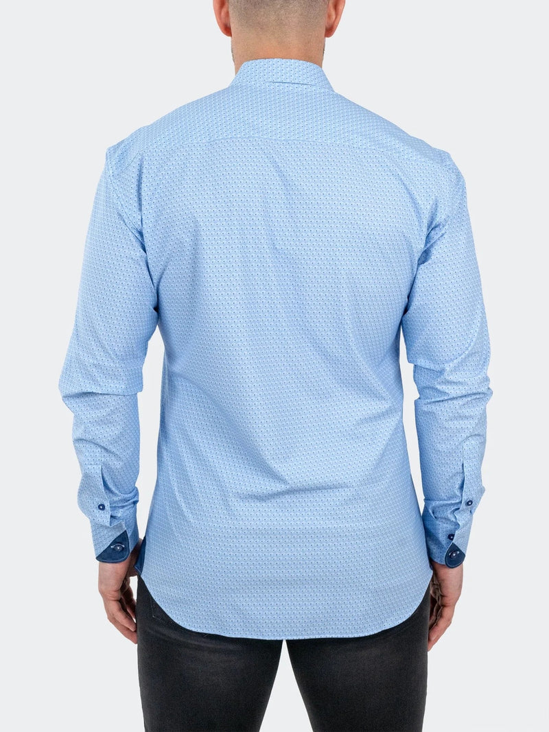 Geo Printed Performance Long Sleeve Shirt - Blue