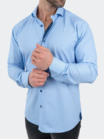 Geo Printed Performance Long Sleeve Shirt - Blue