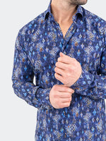 All over Print Performance Long Sleeve Shirt - Blue