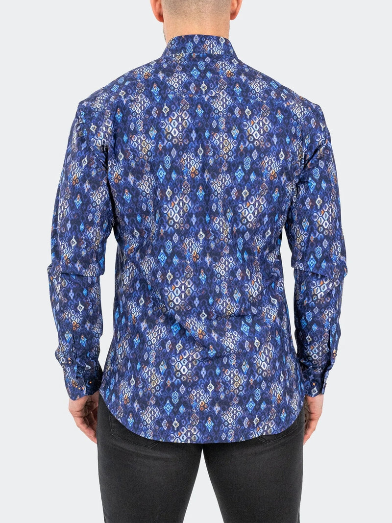 All over Print Performance Long Sleeve Shirt - Blue