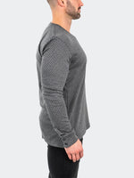 Printed V-Neck Knit Long Sleeve - Grey