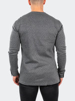 Printed V-Neck Knit Long Sleeve - Grey