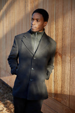 Stand Collar Insert Coat - Black