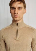 Extrafine Merino Wool Quarter Zip - Sand