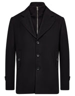 Stand Collar Insert Coat - Black