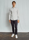 Slim Fit | Micro Houndstooth Twill Cotton Shirt - Light Grey