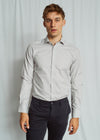 Slim Fit | Micro Houndstooth Twill Cotton Shirt - Light Grey