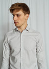 Slim Fit | Micro Houndstooth Twill Cotton Shirt - Light Grey