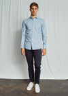 Modern Fit | Melange Twill Cotton Shirt - Light Blue