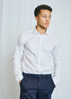 Modern Fit | Solid Textured Long Sleeve Shirt - White