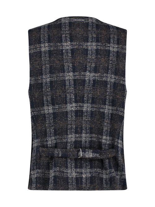 Wool Check Vest - Navy