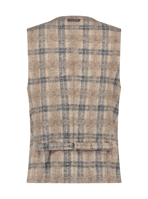 Wool Check Vest - Sand