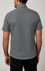 2-Tone Pique Short Sleeve Shirt - Black