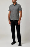 2-Tone Pique Short Sleeve Shirt - Black