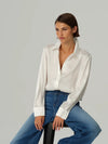 Pointed Collar Silk Blouse - Pure White