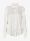 Pointed Collar Silk Blouse - Pure White