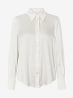 Pointed Collar Silk Blouse - Pure White