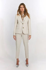 High Waist Tailored Suit Trousers - Light Beige