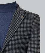 Italian Wool Check Patch Pocket Blazer - Navy