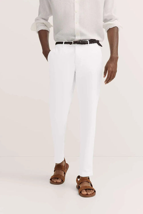 Structured Cotton Trousers - White