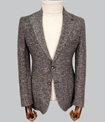 Soft Wool Herringbone Blazer - Brown