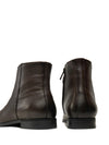 Grainy Leather Two Tone Boots - Dark Brown