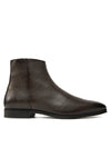 Grainy Leather Two Tone Boots - Dark Brown