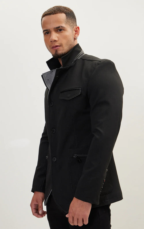 Mandarin Collar Jacket - Black