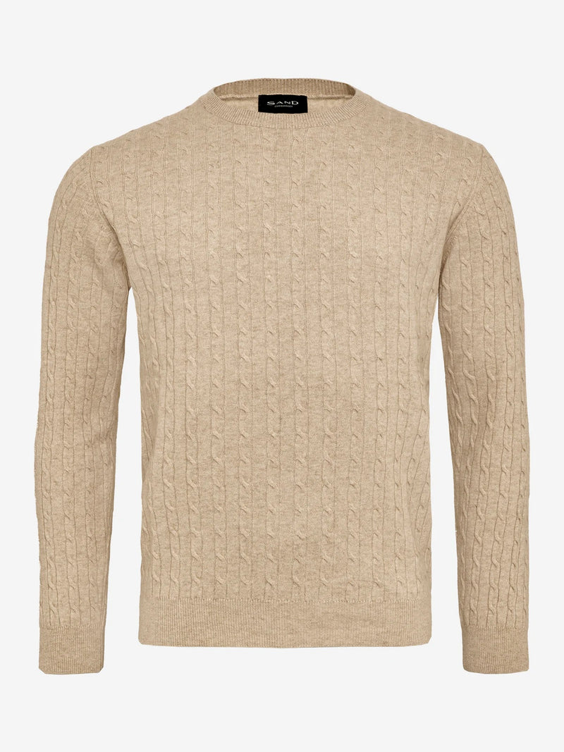 Wool Cashmere Cable Knit Sweater - Ecru