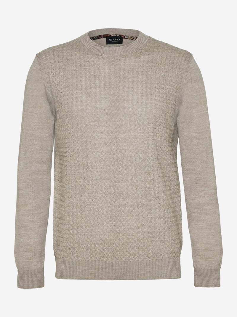 Merino Wool Structured Long Sleeve Knit - Natural